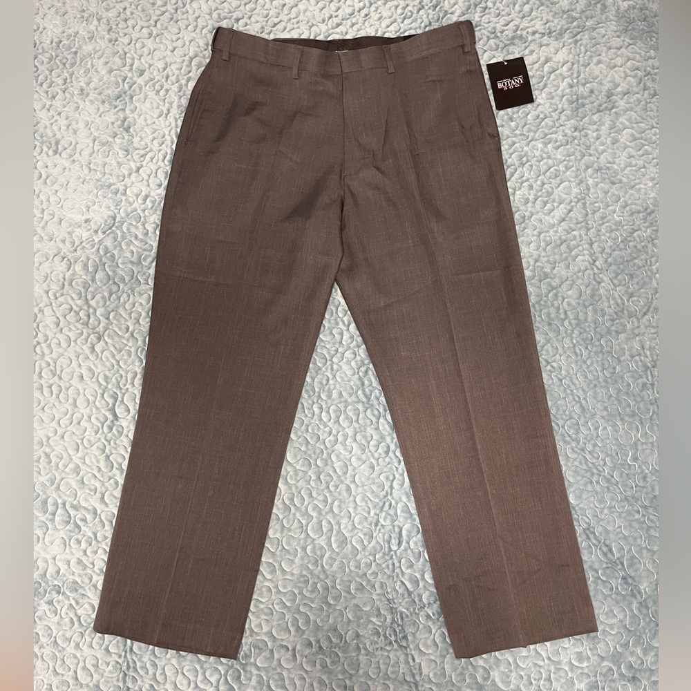 NWT Botany 500 Men’s Slacks Pants Sz 36S Dark Gray Flat Front Expandable Waist
